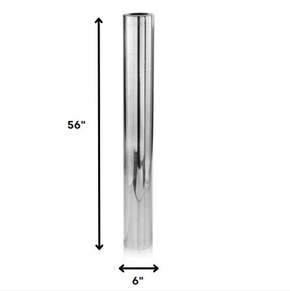 40" Silver Aluminum Cylindrical Floor Vase HomeRoots