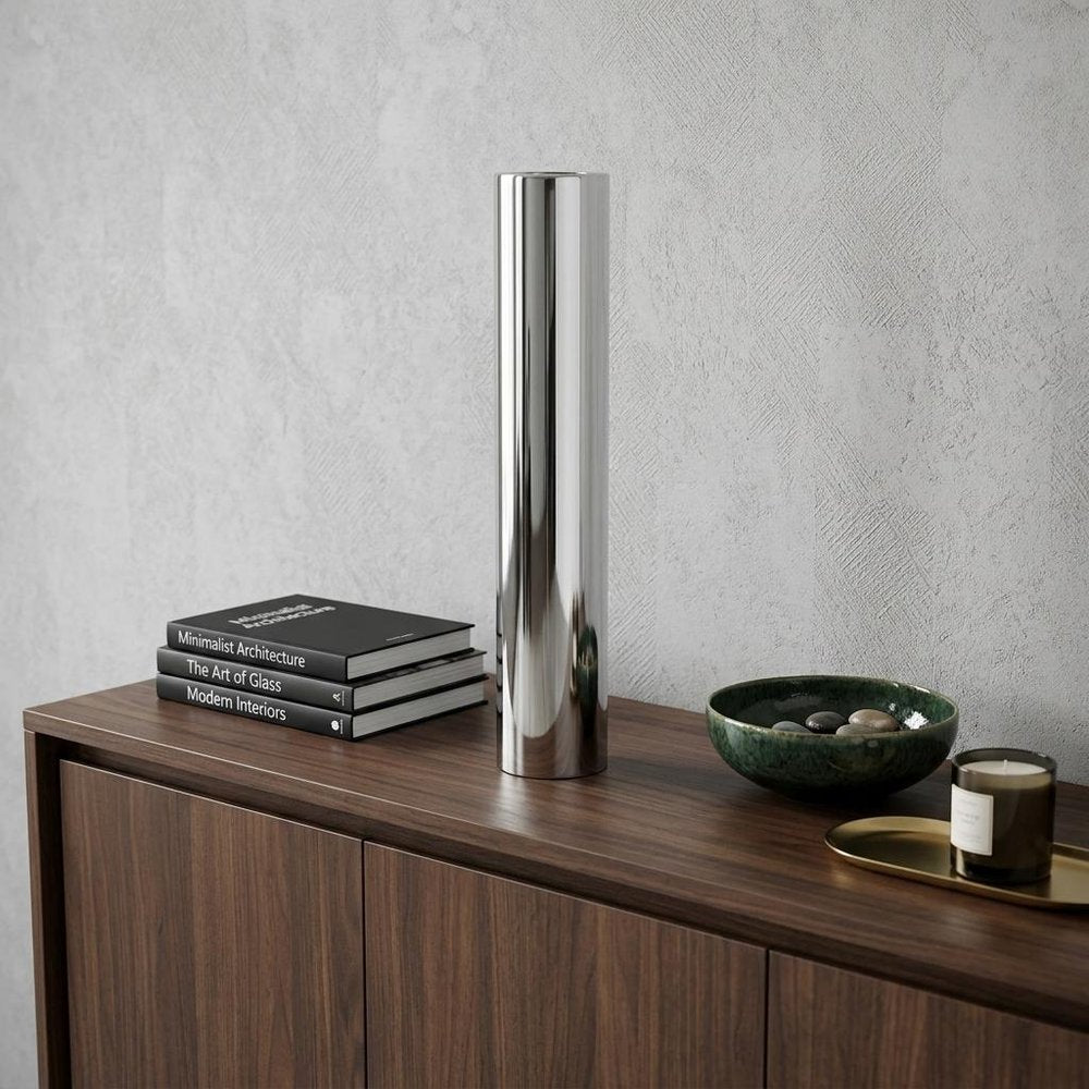 56" Silver Aluminum Cylinder Table Vase HomeRoots