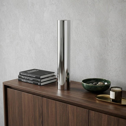 56" Silver Aluminum Cylinder Table Vase HomeRoots