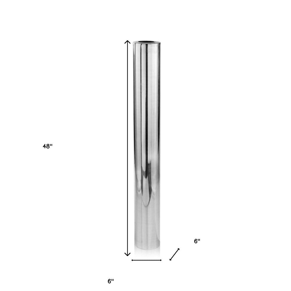 40" Silver Aluminum Cylindrical Floor Vase HomeRoots