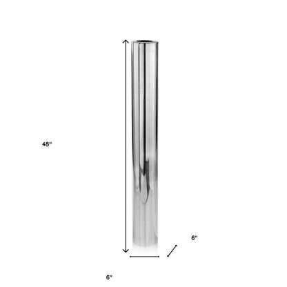 40" Silver Aluminum Cylindrical Floor Vase HomeRoots