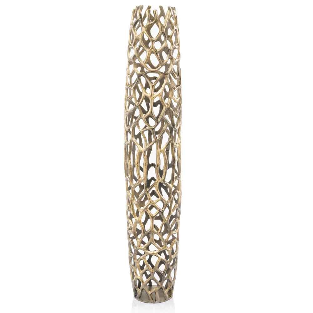 47" Aluminum Silver Twigs Cylinder Floor Vase HomeRoots
