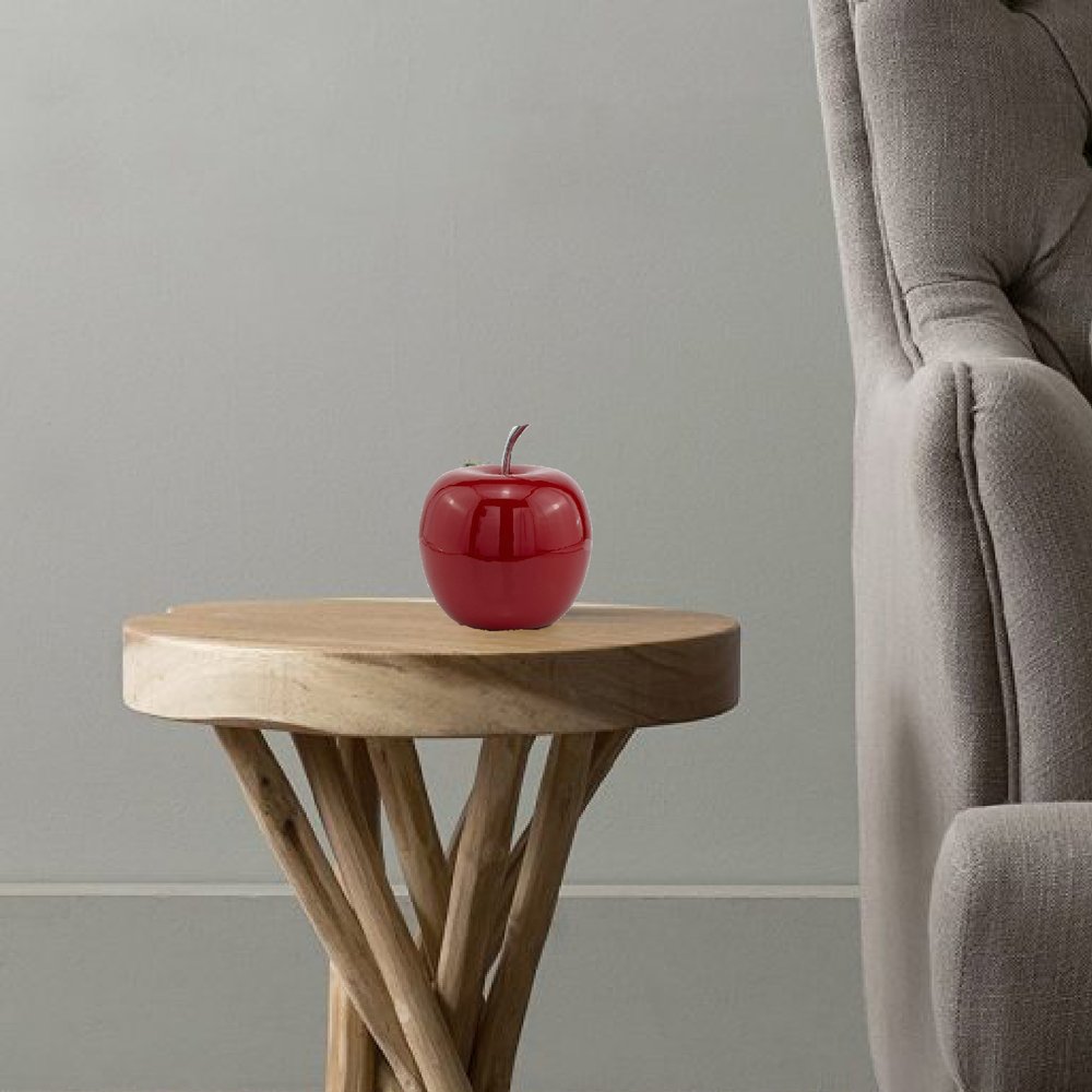 11" Red and Silver Aluminum Decorative Apple HomeRoots