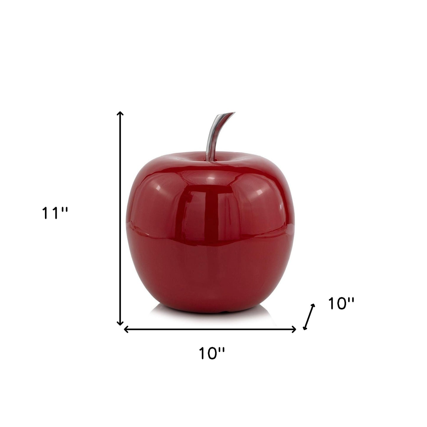 11" Red Aluminum Decorative Apple Tabletop Sculpture