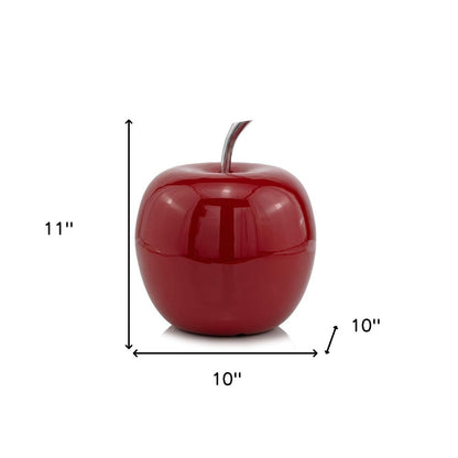 11" Red and Silver Aluminum Decorative Apple HomeRoots