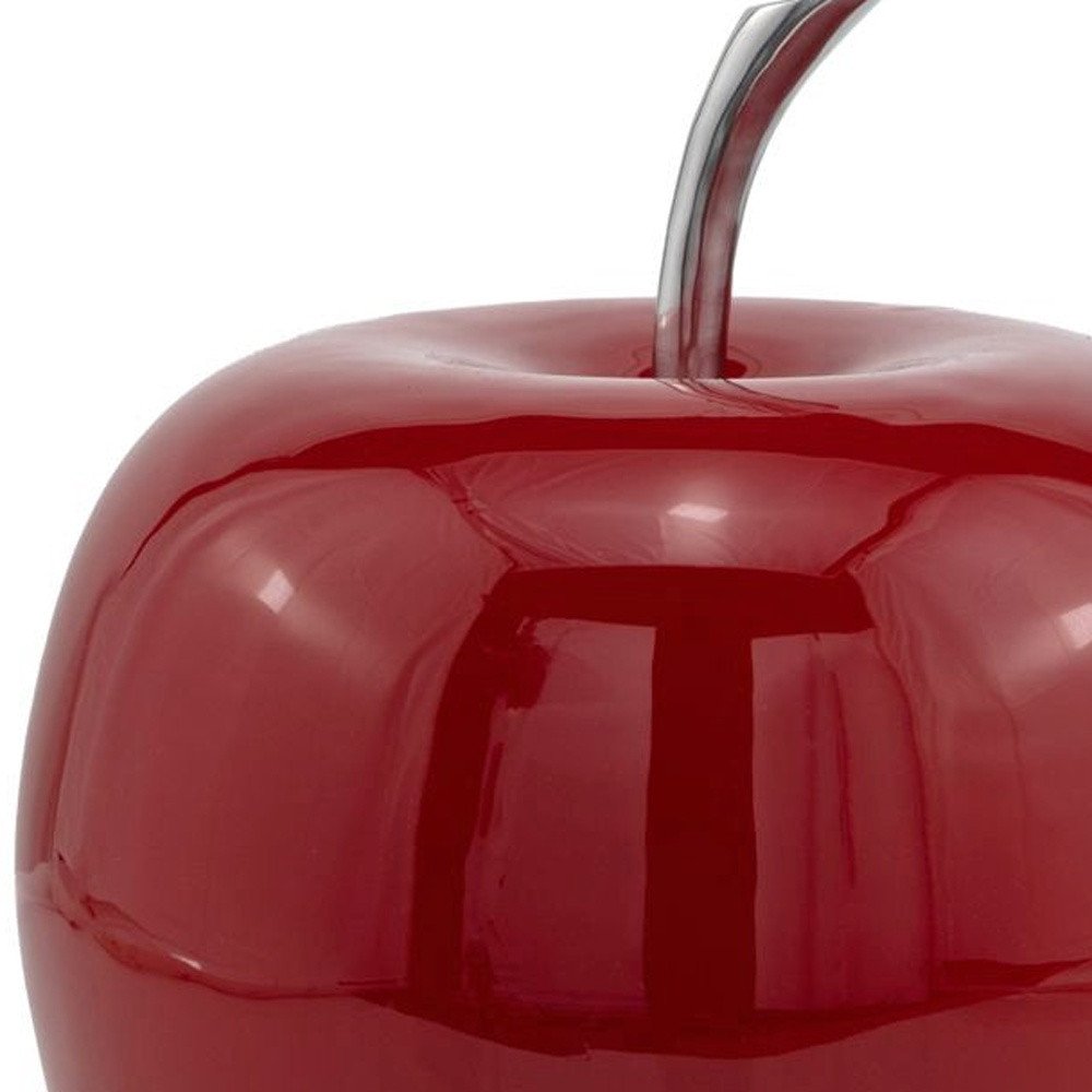 11" Red and Silver Aluminum Decorative Apple HomeRoots