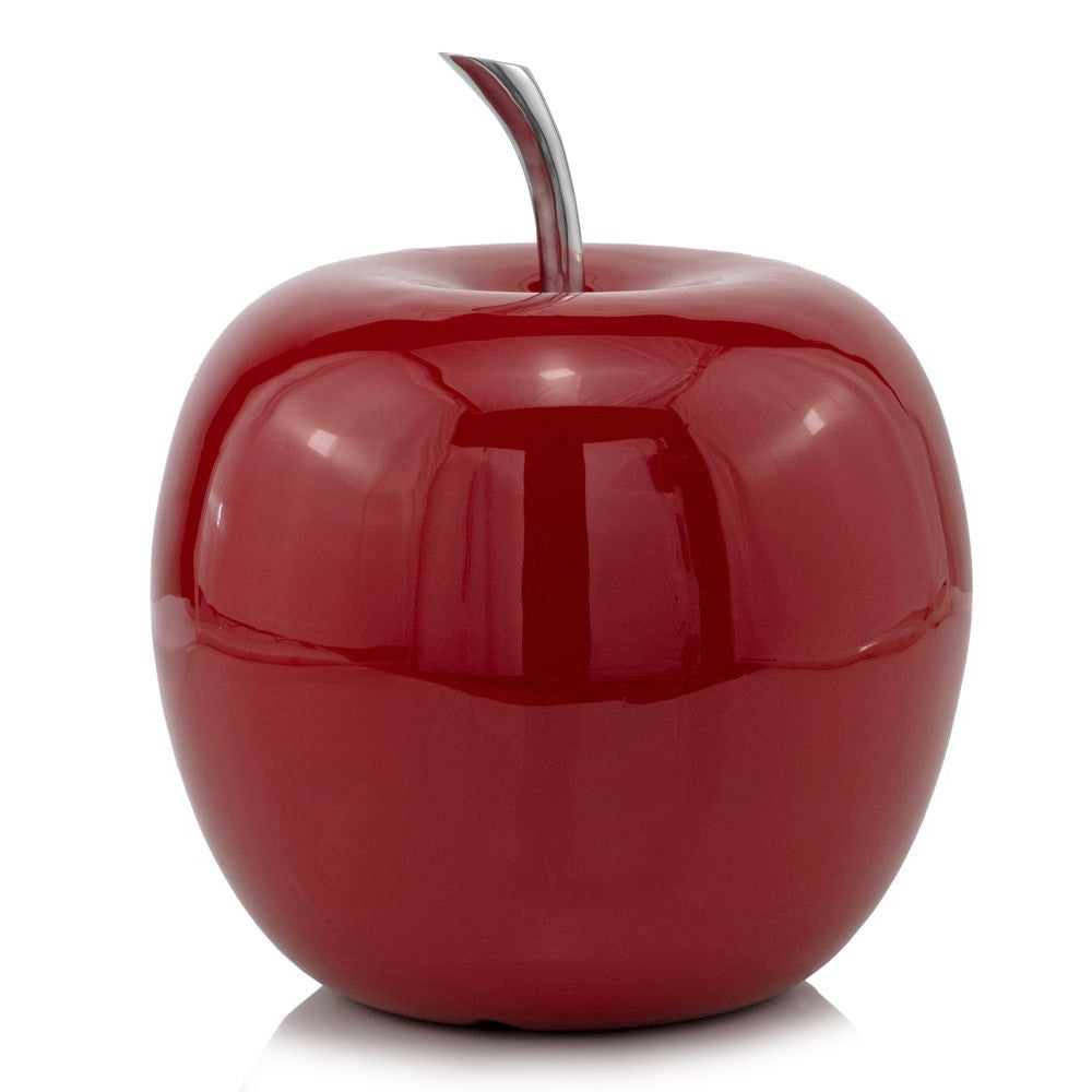 11" Red Aluminum Decorative Apple Tabletop Sculpture