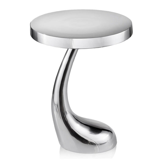 21" Silver Aluminum Round Abstract End Table
