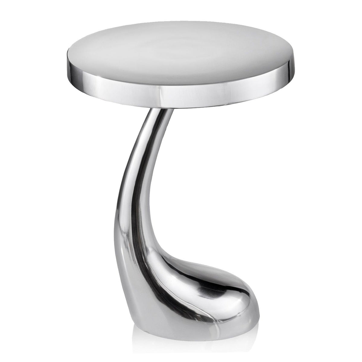 21" Silver Aluminum Round Abstract End Table HomeRoots