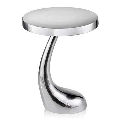 21" Silver Aluminum Round Abstract End Table HomeRoots