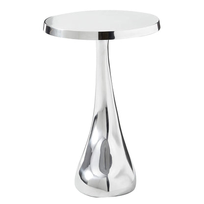21" Silver Aluminum Round Abstract End Table HomeRoots