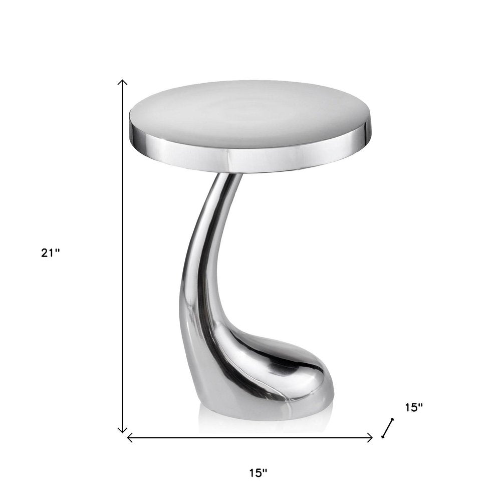 21" Silver Aluminum Round Abstract End Table — view 4
