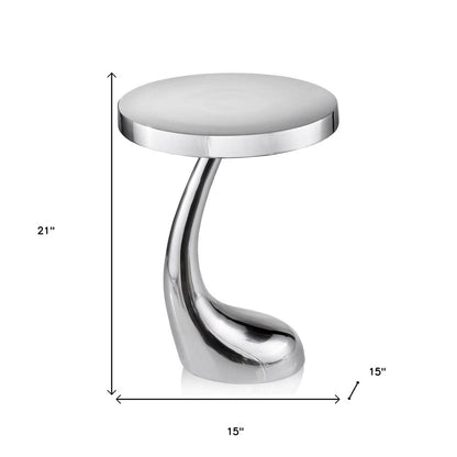 21" Silver Aluminum Round Abstract End Table HomeRoots