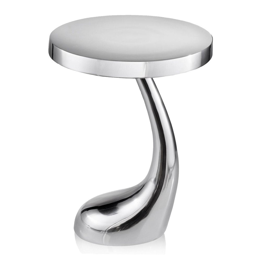 21" Silver Aluminum Round Abstract End Table HomeRoots