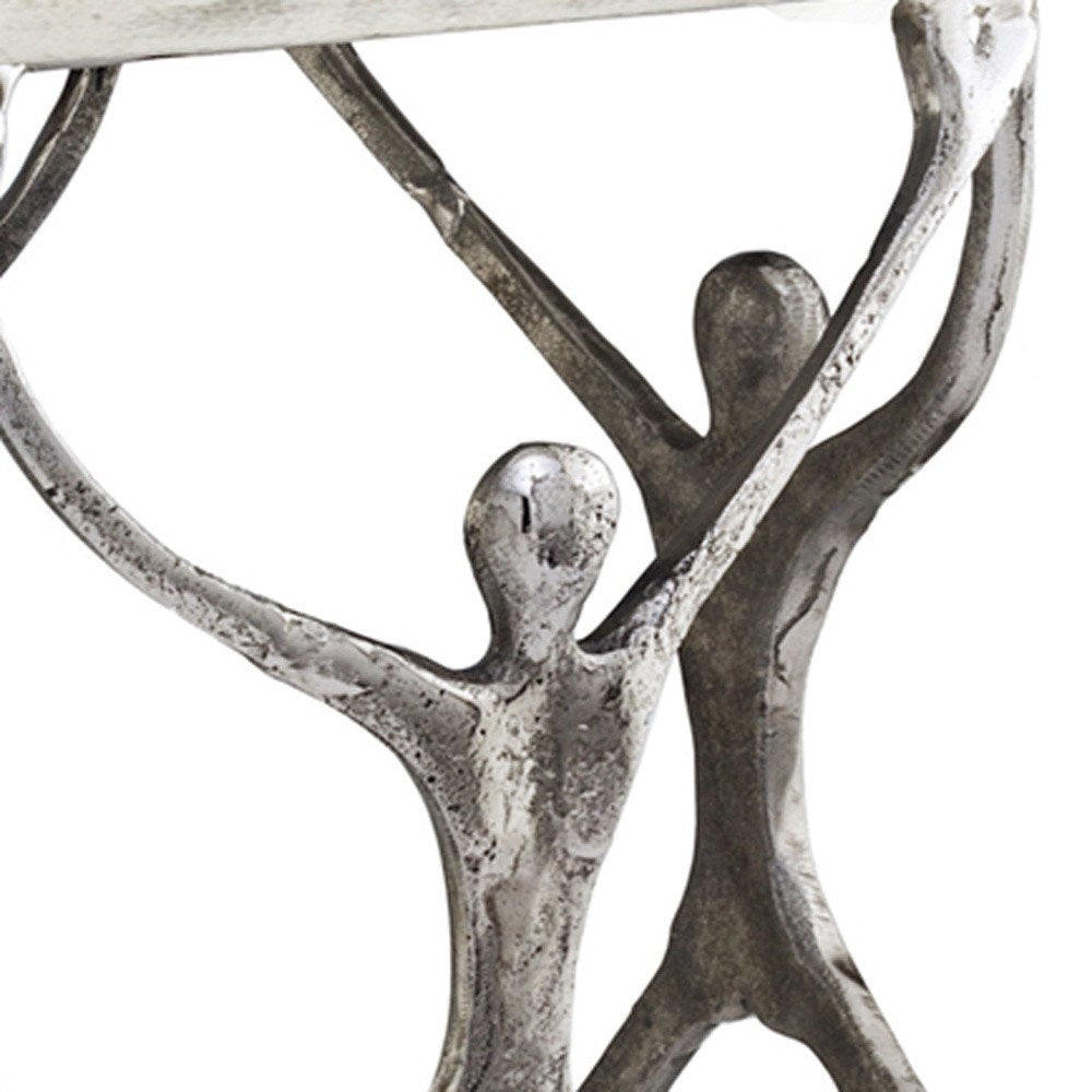 18" Silver And Antiqued White Aluminum Square End Table HomeRoots