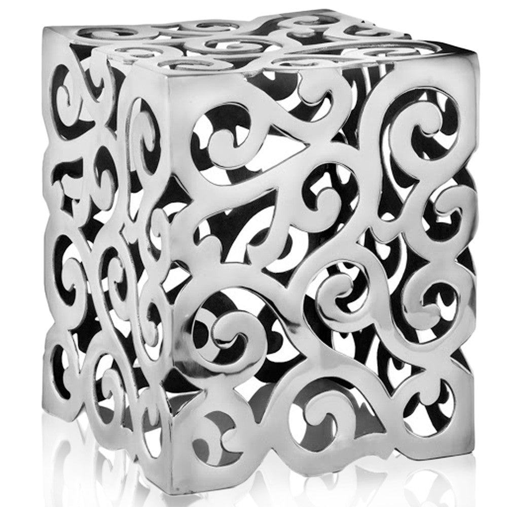 17" Silver Aluminum Square End Table HomeRoots