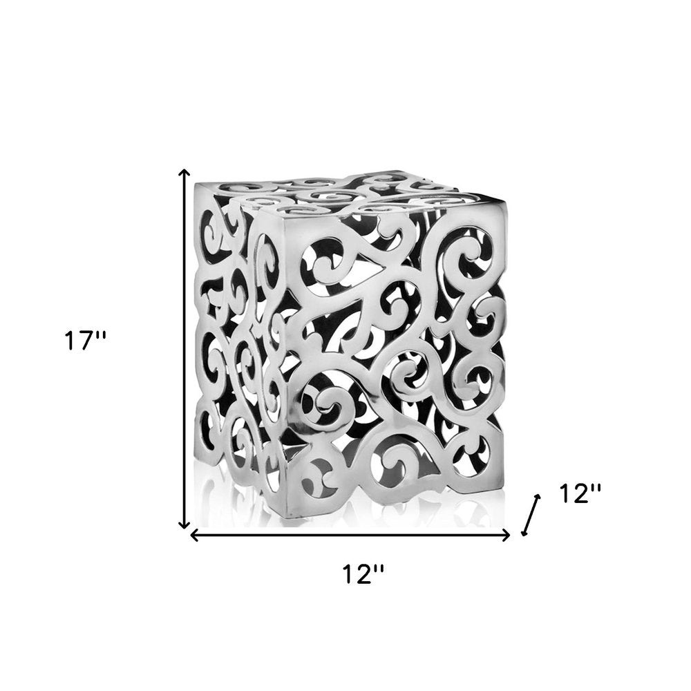 17" Silver Aluminum Square End Table HomeRoots
