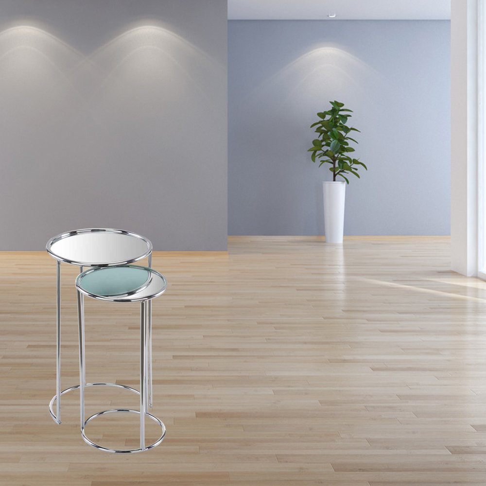 22" Silver Aluminum Round Mirrored End Table HomeRoots