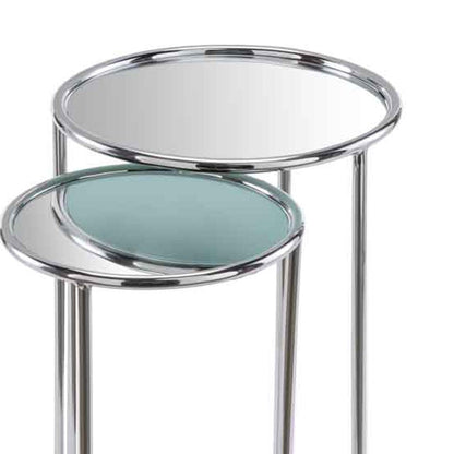 22" Silver Aluminum Round Mirrored End Table HomeRoots