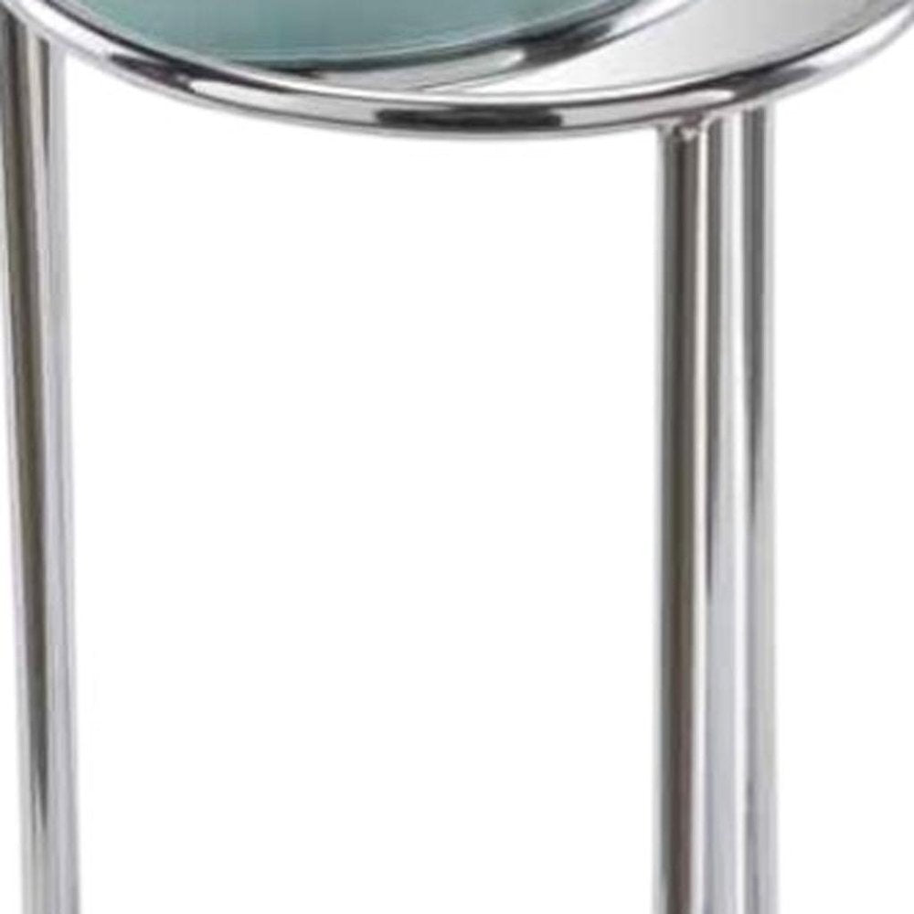 22" Silver Aluminum Round Mirrored End Table HomeRoots