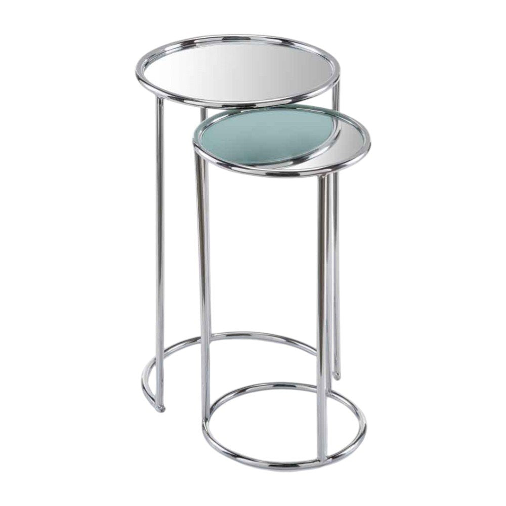 22" Silver Aluminum Round Mirrored End Table HomeRoots