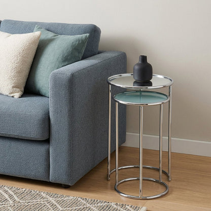 22" Silver Aluminum Round Mirrored End Table HomeRoots