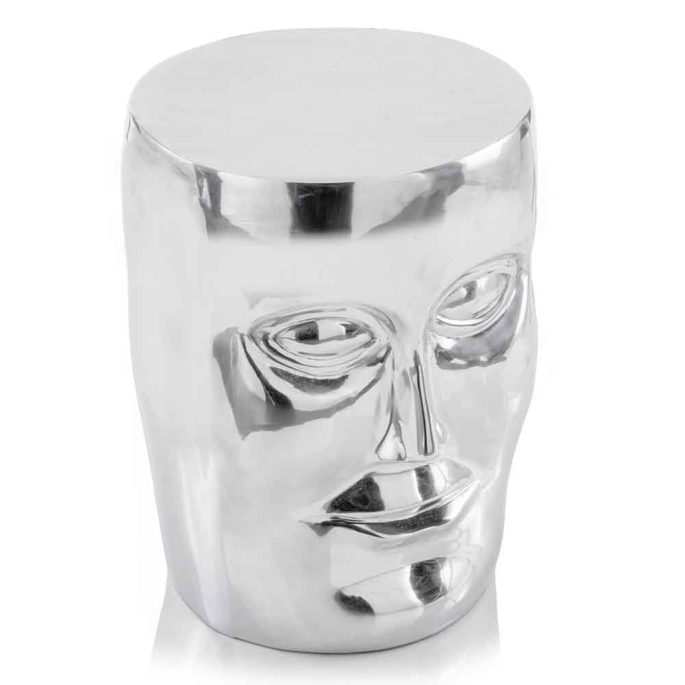 18" Silver Aluminum Faces Round End Table HomeRoots
