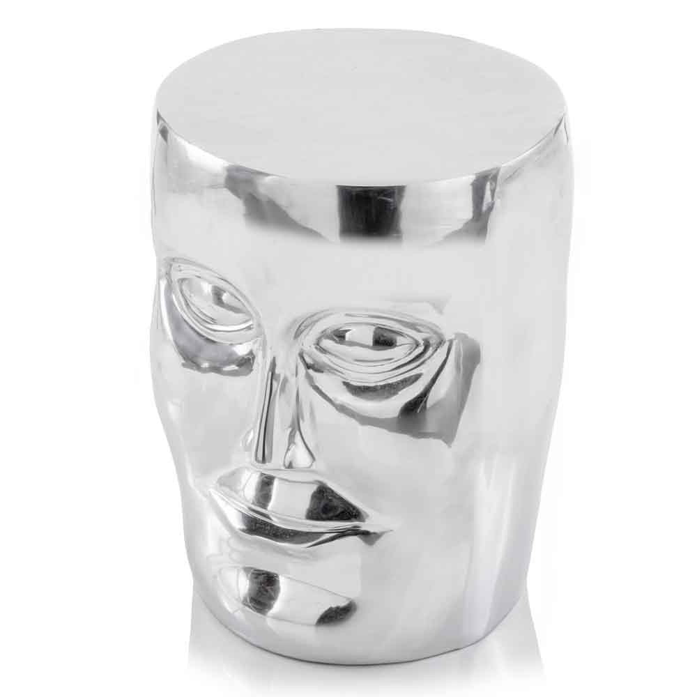 18" Silver Aluminum Faces Round End Table HomeRoots