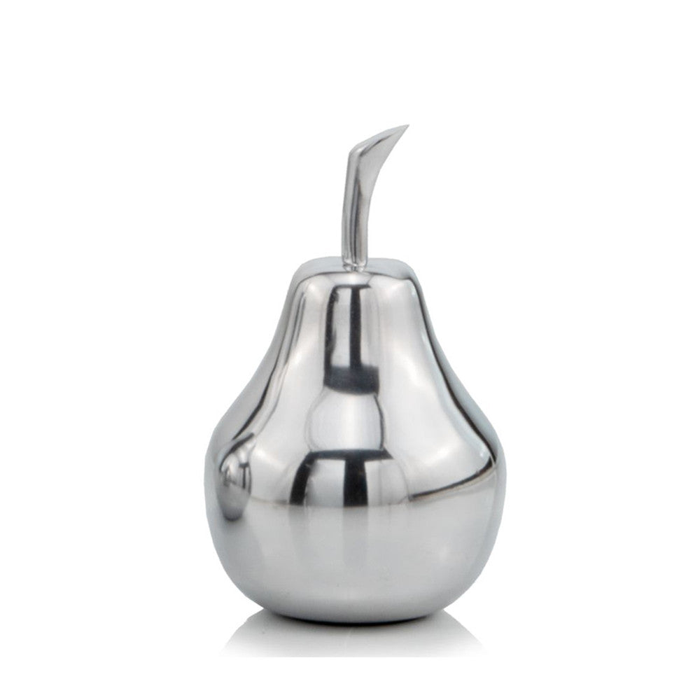 7" Silver Buffed Aluminum Decorative Pear Tabletop Sculpture HomeRoots