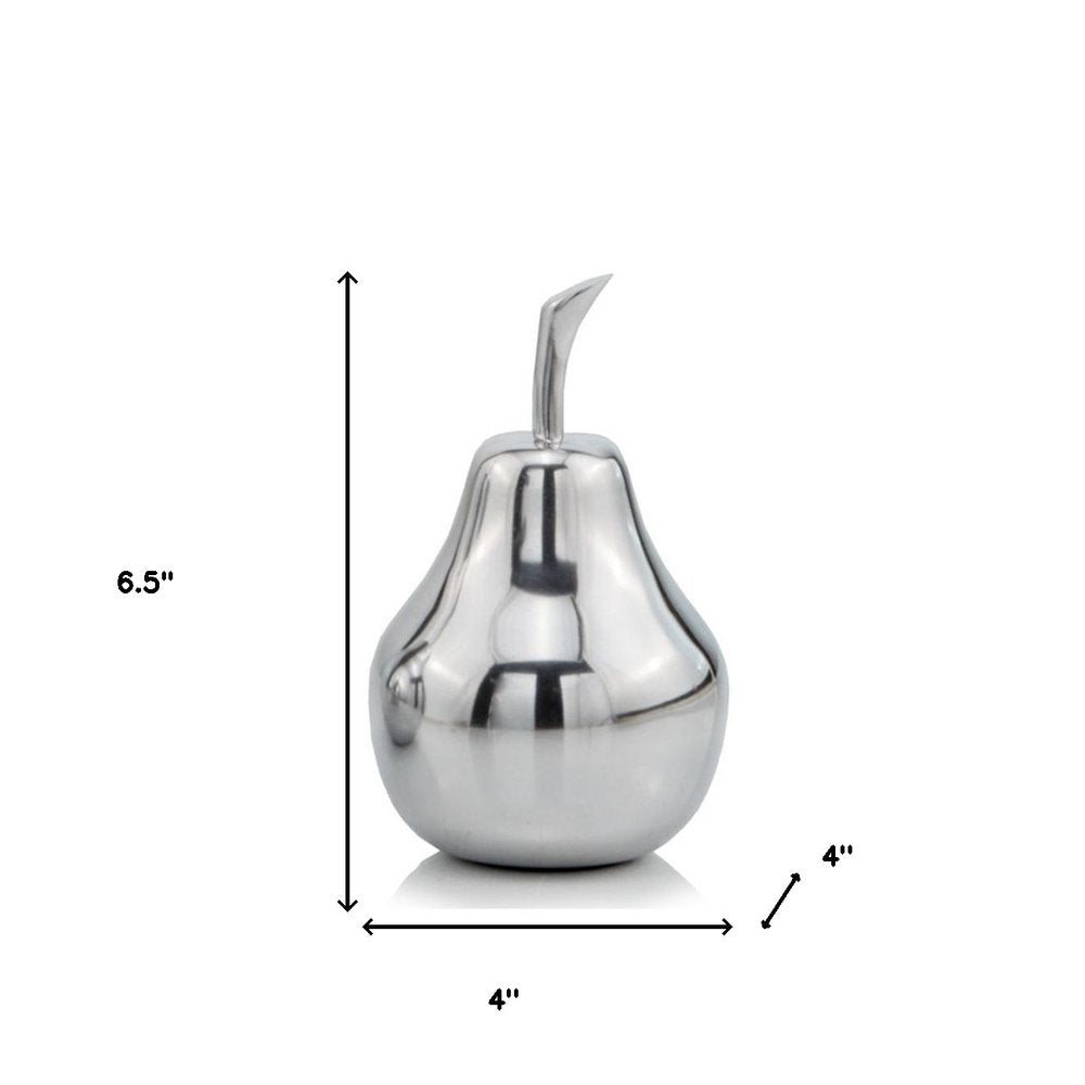 7" Silver Buffed Aluminum Decorative Pear Tabletop Sculpture HomeRoots