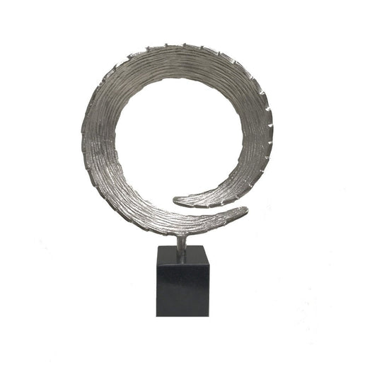 17" Black and Silver Marble and Aluminum Tabletop Sculpture HomeRoots