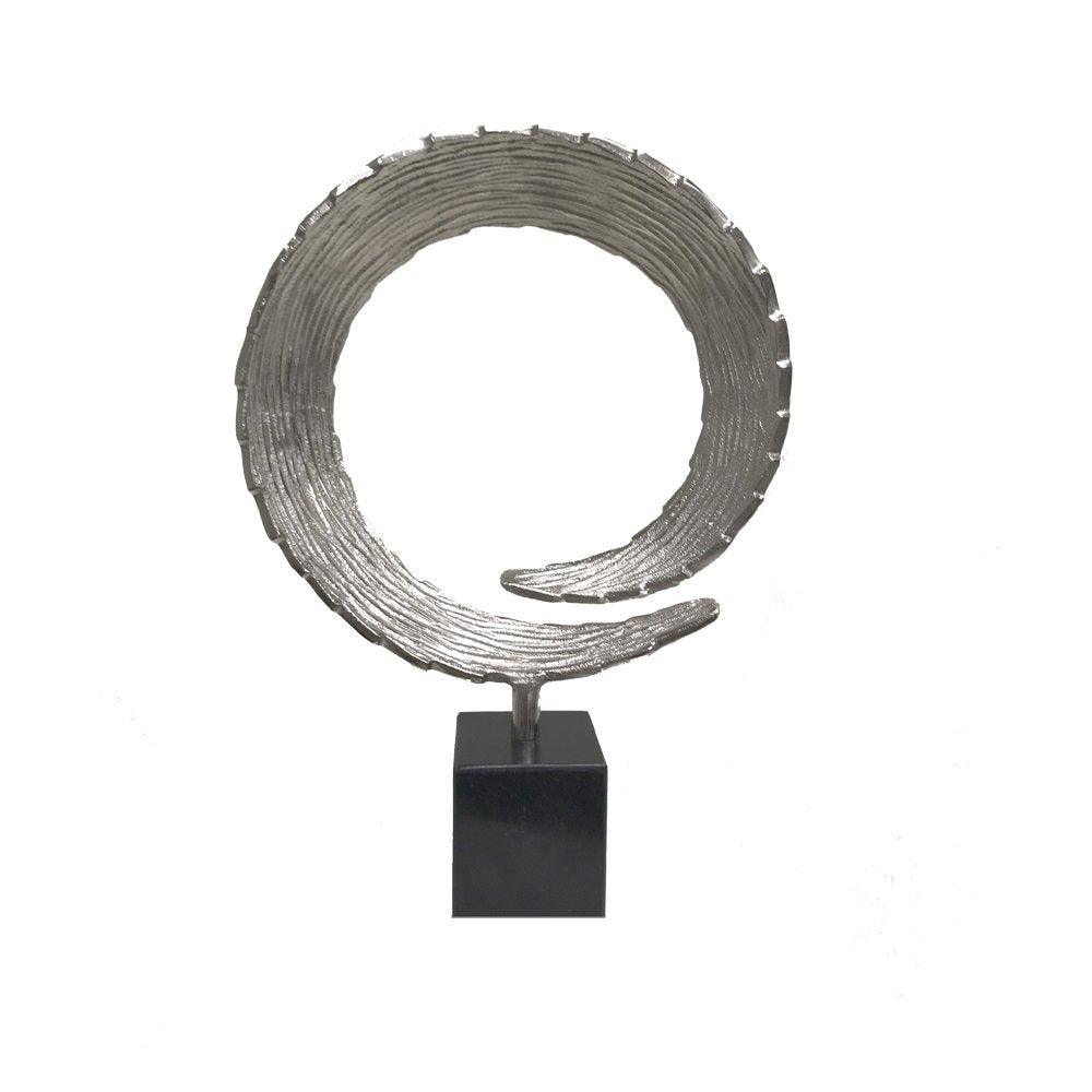 17" Black and Silver Marble and Aluminum Tabletop Sculpture HomeRoots