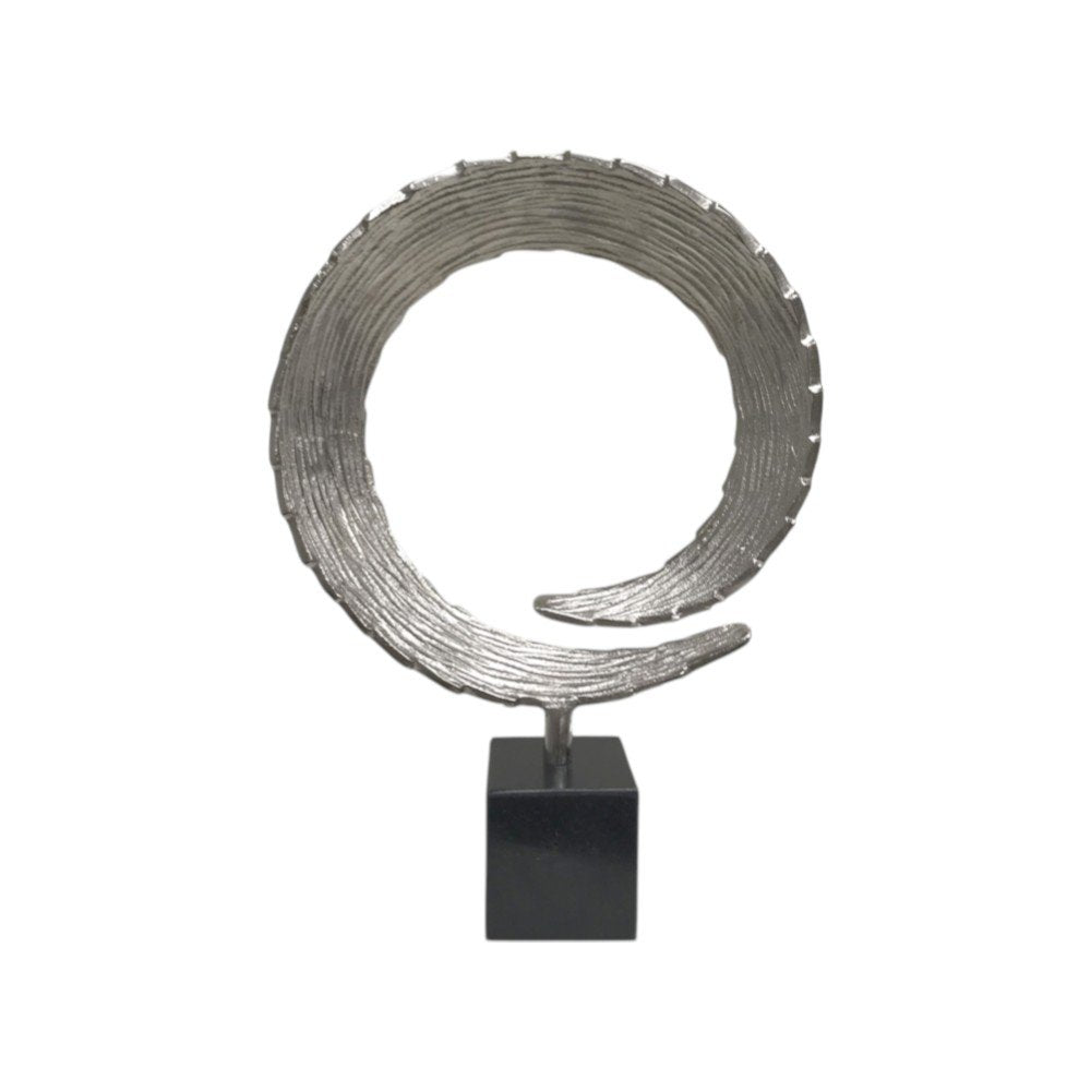 17" Black and Silver Marble and Aluminum Tabletop Sculpture HomeRoots