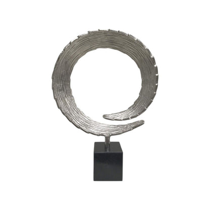 17" Black and Silver Marble and Aluminum Tabletop Sculpture HomeRoots