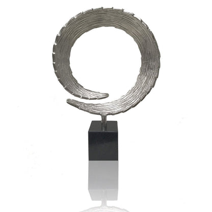 17" Black and Silver Marble and Aluminum Tabletop Sculpture HomeRoots