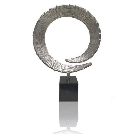 17" Black and Silver Marble and Aluminum Tabletop Sculpture HomeRoots