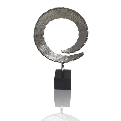 17" Black and Silver Marble and Aluminum Tabletop Sculpture