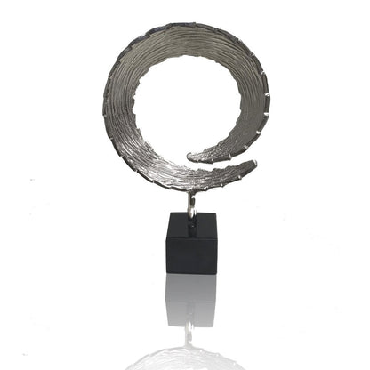 17" Black and Silver Marble and Aluminum Tabletop Sculpture HomeRoots