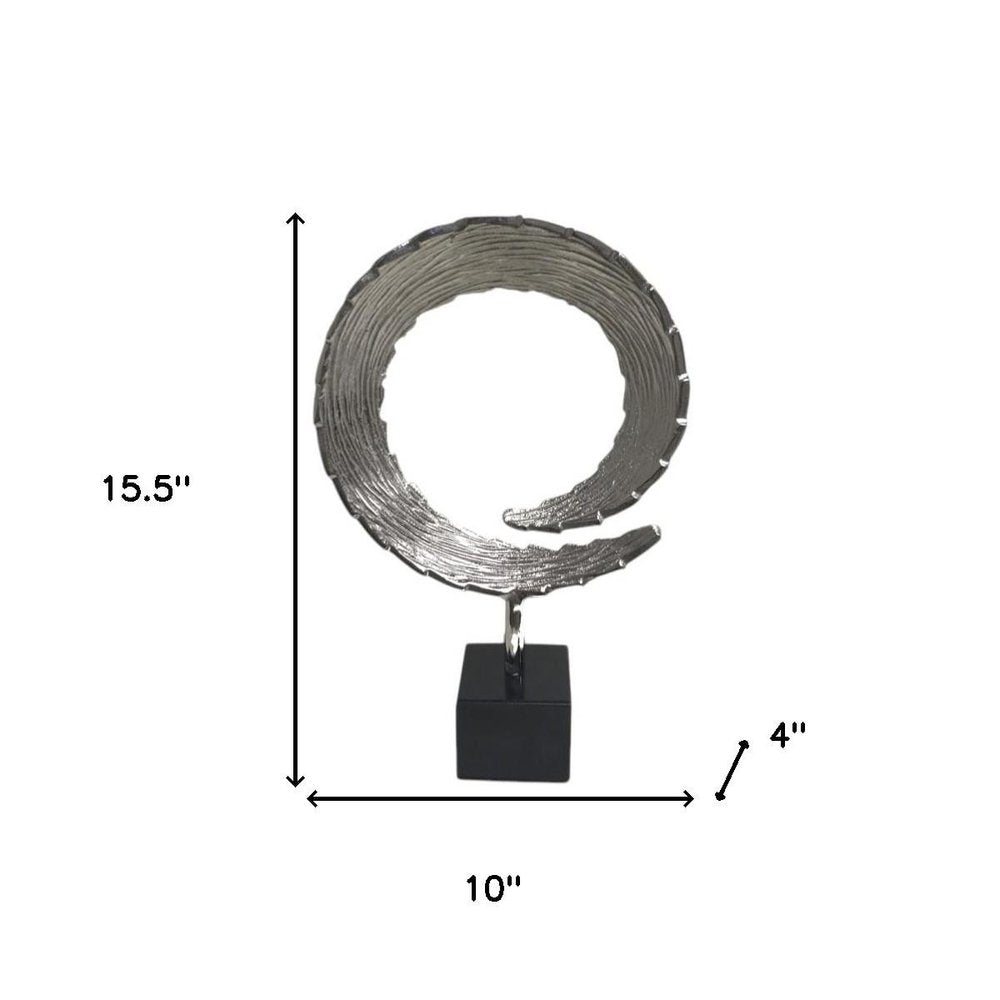 17" Black and Silver Marble and Aluminum Tabletop Sculpture HomeRoots