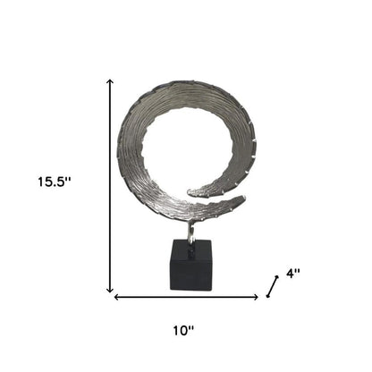 17" Black and Silver Marble and Aluminum Tabletop Sculpture HomeRoots