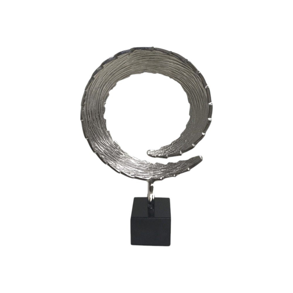 17" Black and Silver Marble and Aluminum Tabletop Sculpture HomeRoots