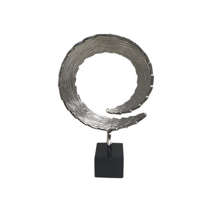 17" Black and Silver Marble and Aluminum Tabletop Sculpture HomeRoots