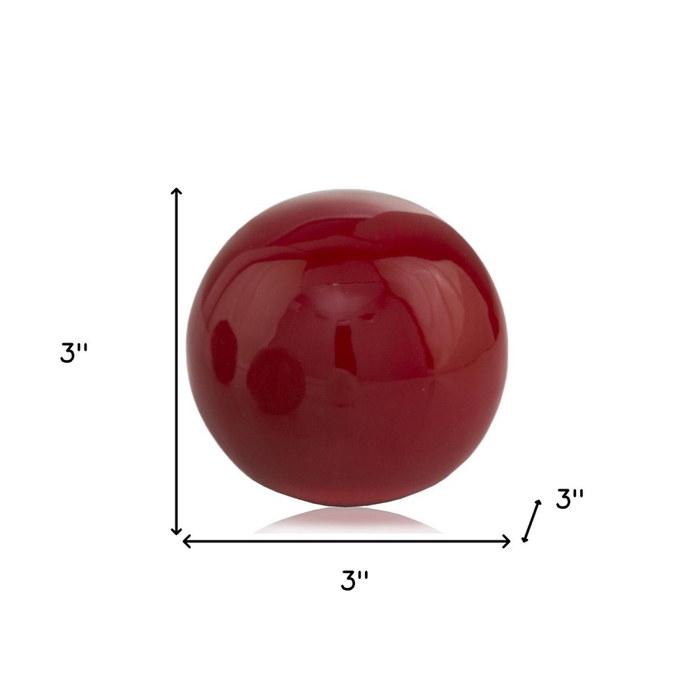 Set of Two 3" Red Aluminum Decorative Orbs HomeRoots