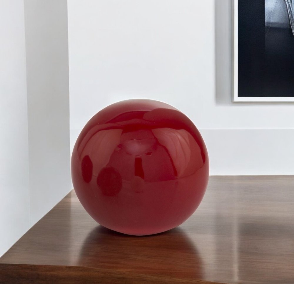 Set of Two 3" Red Aluminum Decorative Orbs HomeRoots