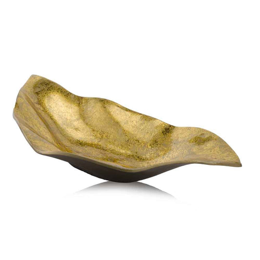 18" Gold Modern Wavy Aluminum Centerpiece Bowl HomeRoots