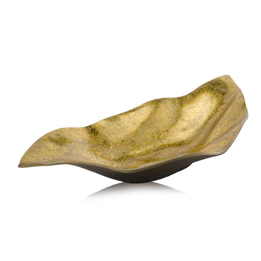 18" Gold Modern Wavy Aluminum Centerpiece Bowl HomeRoots