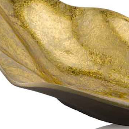 18" Gold Modern Wavy Aluminum Centerpiece Bowl HomeRoots