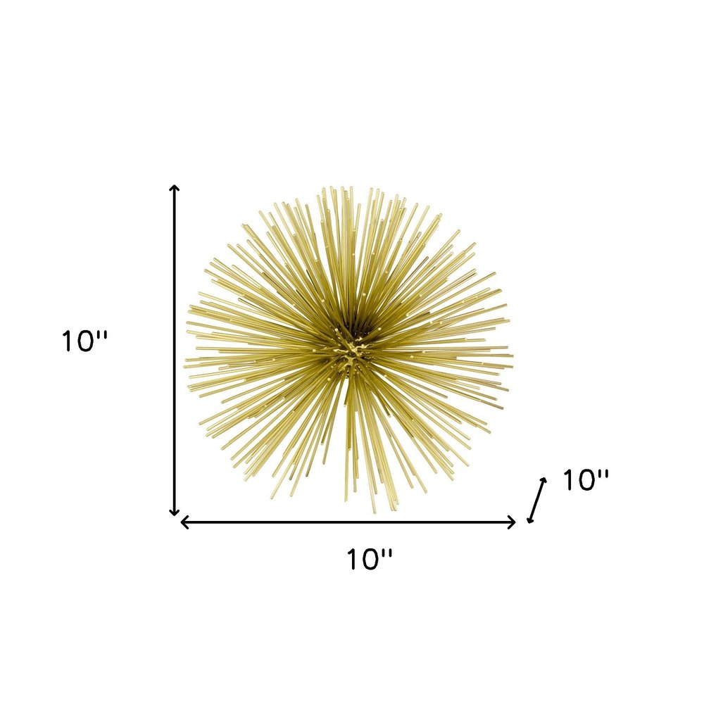 8" Gold Metal Sea Urchin Spiky Sphere HomeRoots
