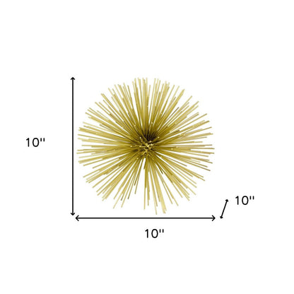 8" Gold Metal Sea Urchin Spiky Sphere HomeRoots