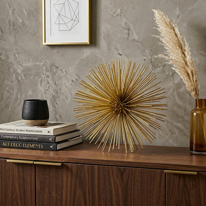 8" Gold Metal Sea Urchin Spiky Sphere HomeRoots